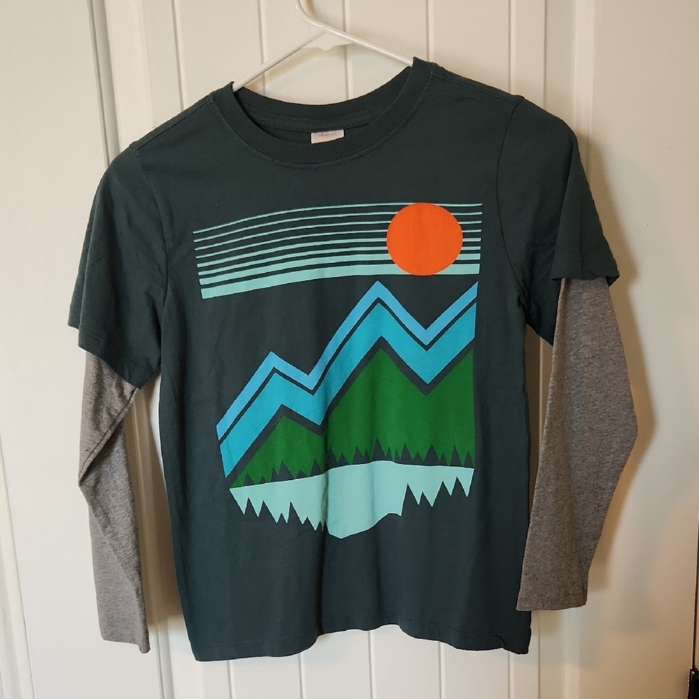 Hanna Andersson Long Sleeve Tees Green and Gray